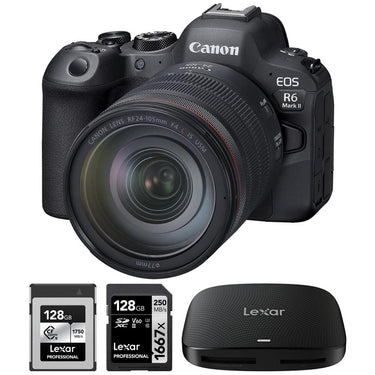 Canon R6 Mark II Camera w/24-105mm USM Lens +128GB CFexpress Card +128GB Card +Reader