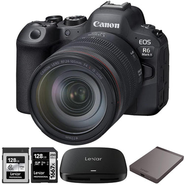 Canon R6 Mark II Camera w/24-105mm USM Lens + 1TB Portable SSD +128GB CFexpress Bundle