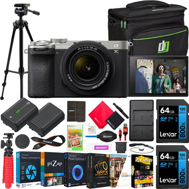 Sony a7C II Full Frame Mirrorless Camera Silver + 28-60mm Lens Accessories Kit Bundle