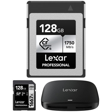 Lexar CFexpress Type B SILVER Series 128GB Memory Card +128GB Card +Card Reader Bundle