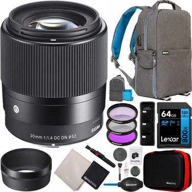 Sigma 30mm F1.4 DC DN Contemporary Lens Kit for Sony E-Mount Mirrorless Cameras Bundle