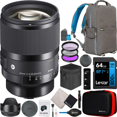 Sigma 50mm F1.4 DG DN Art Lens for Full Frame Sony E-Mount Mirrorless Cameras + Bundle