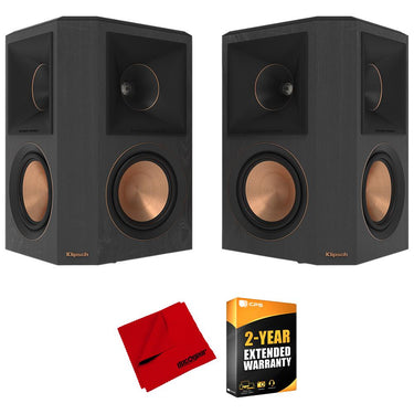 Klipsch RP-502S II Speaker Superior Surround Sound, Ebony, Pair + 2 Year Warranty Bundle