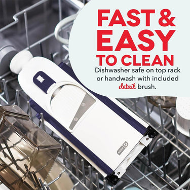 Dash Safe Slice Mandoline Slicer, Dicer, Navy + Knife Set + Cutting Board Bundle