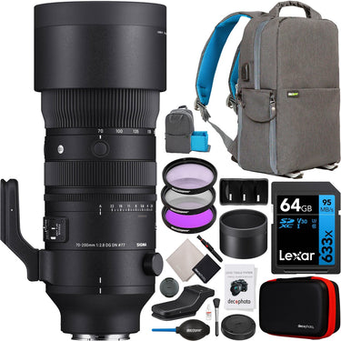 Sigma 70-200mm F2.8 DG DN OS Sports Lens for Sony E-Mount Camera Telephoto Zoom Bundle