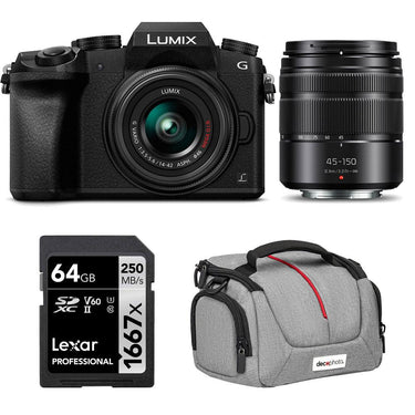 Panasonic  LUMIX G7 4K Camera with 14-42mm and 45-150mm Lenses with 64GB Bag Bundle
