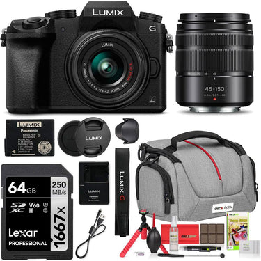 Panasonic  LUMIX G7 4K Camera with 14-42mm and 45-150mm Lenses with 64GB Bag Bundle