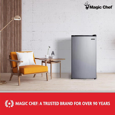 Magic Chef MCBR350S2 3.5 Cu. Ft. Mini Refrigerator with Freezer, Stainless Steel - Open Box