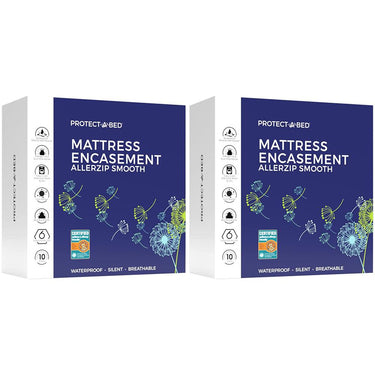 Protect-A-Bed AllerZip Smooth Waterproof Mattress Protector, Queen 13" (2-Pack)