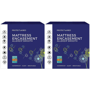 Protect-A-Bed AllerZip Smooth Waterproof Mattress Protector, King 13" (2-Pack)