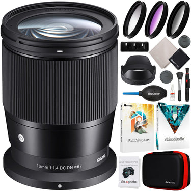 Sigma 16mm F1.4 DC DN Contemporary Lens for Nikon Z-Mount Mirrorless Cameras Bundle