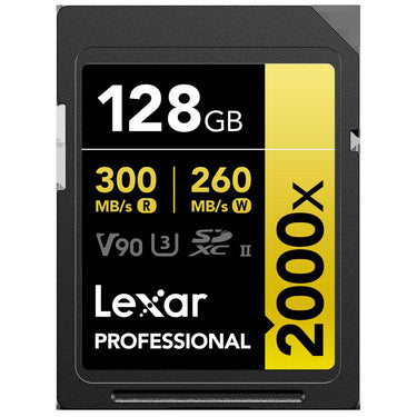 Lexar Professional 128GB 2000x UHS-II SDXC Memory Card Up to 300MB/s without Reader