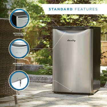 DANBY 4.4 cu. ft. Outdoor Fridge, Stainless Steel- DAR044A6BSLDBO