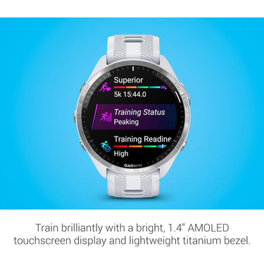 Garmin Forerunner 965 Running Smartwatch, Whitestone and Powder Gray