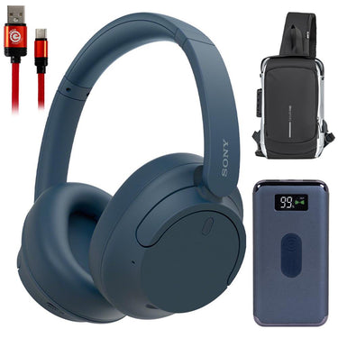 Sony Wireless Noise Cancelling Headphone, Midnight Blue, Refurb. +Accessories Bundle