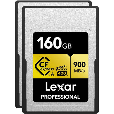 Lexar 160GB CFexpress Type A Pro Gold R900/W800 Memory Card 2-Pack + Card Reader