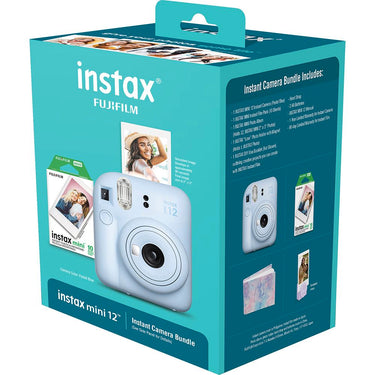 Fujifilm Instax Mini 12 Instant Camera Blue with Holiday Photo Bundle Open Box