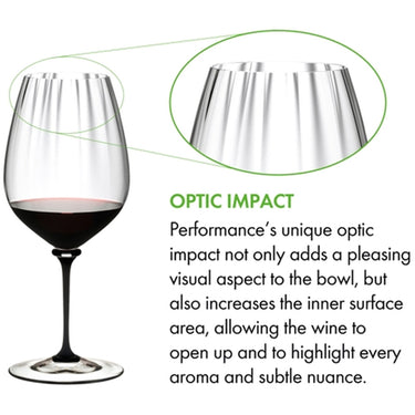 Riedel Fatto A Mano Performance Cabernet Glass, Black Stem, Single - 4884/0D