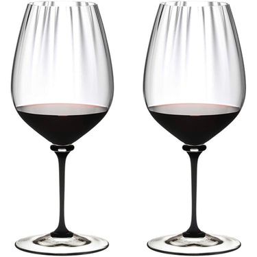 Riedel 4884/0D Fatto A Mano Performance Cabernet Glass, Black Stem (Set of Two)