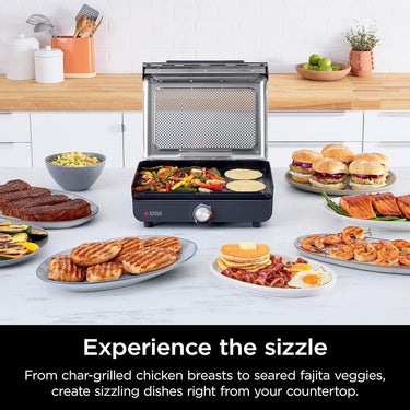 Ninja GR101 Sizzle Smokeless Indoor Grill & Griddle, Refurbished