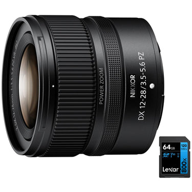 Nikon NIKKOR Z DX 12-28mm f/3.5-5.6 PZ VR Power Zoom Lens + 64GB Memory Card Bundle