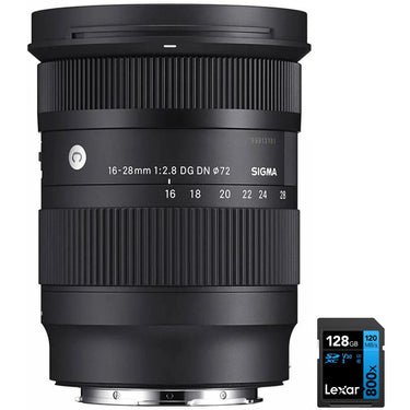 Sigma 16-28mm F2.8 DG DN Contemporary Lens for Sony E Mount + 128GB Memory Card Bundle