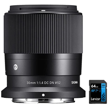 Sigma 30mm F1.4 DC DN Contemporary Telephoto Lens for Nikon Z +64GB Memory Card Bundle