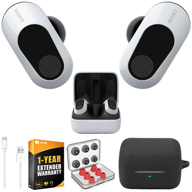 Sony INZONE Buds Truly Wireless Gaming Earbuds, White + Accessories + Warranty Bundle