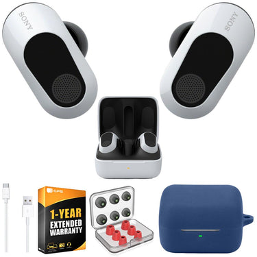Sony INZONE Buds Truly Wireless Gaming Earbuds, White + Accessories + Warranty Bundle