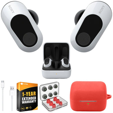 Sony INZONE Buds Truly Wireless Gaming Earbuds, White + Accessories + Warranty Bundle