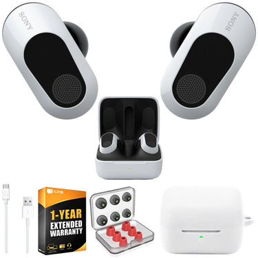 Sony INZONE Buds Truly Wireless Gaming Earbuds, White + Accessories + Warranty Bundle