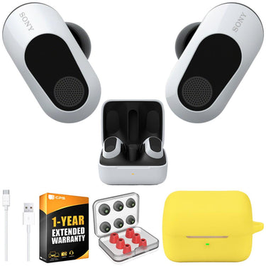 Sony INZONE Buds Truly Wireless Gaming Earbuds, White + Accessories + Warranty Bundle