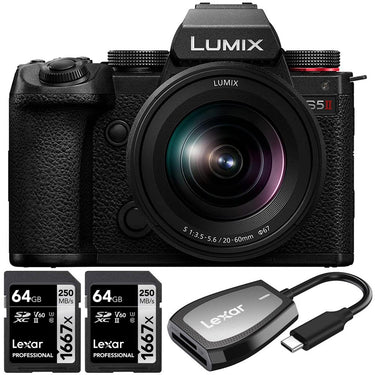 Panasonic Lumix S5II Mirrorless Camera +20-60mm Lens + 2x 64GB Card & Reader Bundle