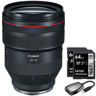 Canon RF 28-70mm F2 L USM Lens Full Frame Zoom for RF Mount Camera + 64GB Dual Bundle