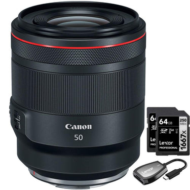 Canon RF 50mm F1.2 L USM Full Frame Lens for RF Mount EOS Cameras + 64GB Dual Bundle