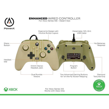 PowerA Enhanced Wired Controller for Xbox Series X/S - Desert Ops - Open Box