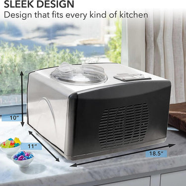 Whynter 1.6 Quart Automatic Compressor Ice Cream Maker, Stainless Steel Open Box