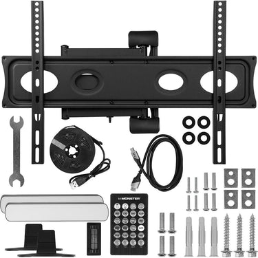 Monster TV Full Motion Wall Mount for 32"-70" with 6 Piece Lighting Kit Open Box