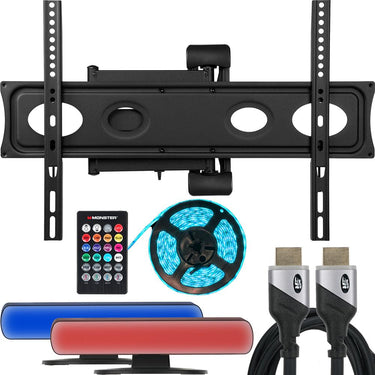 Monster TV Full Motion Wall Mount for 32"-70" with 6 Piece Lighting Kit Open Box