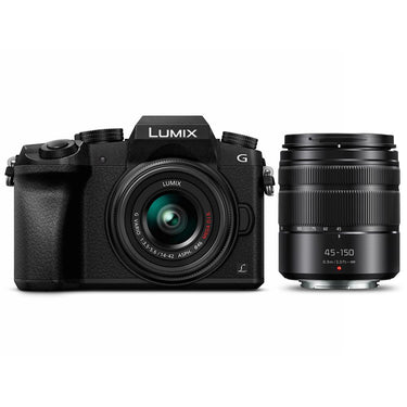 Panasonic LUMIX G7 4K UHD DSLM Camera with 14-42 / 45150mm Lenses + 64GB Dual Bundle