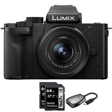 Panasonic LUMIX G100D 4K Mirrorless Camera w/ 12-32mm Lens + 64GB Dual Bundle