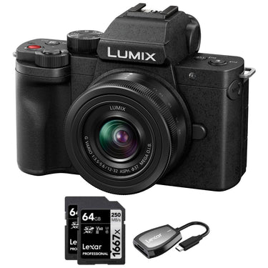 Panasonic LUMIX G100 Mirrorless 4K Camera Kit w/ 12-32mm Zoom Lens + 64GB Dual Bundle