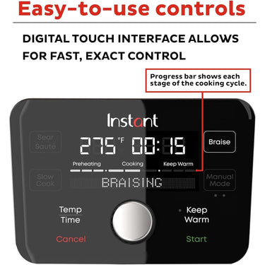 Instant Precision 6-quart Electric 5-in-1 Cast Iron Dutch Oven, Green Lid