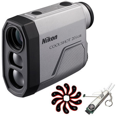 Nikon 16781 COOLSHOT 20i GIII Golf Rangefinder w/ Golf Accessories Bundle