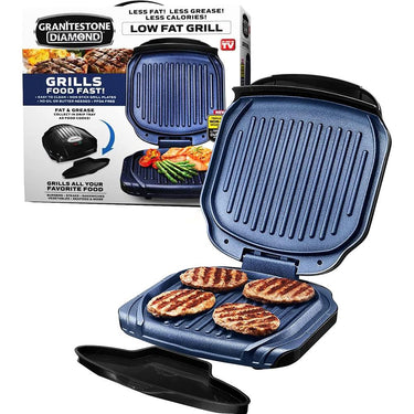 Granitestone Low Fat Multipurpose Sandwich Grill with Nonstick Copper Coating Blue - Open Box