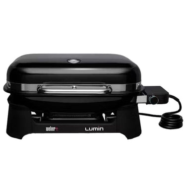 Weber Lumin Compact Indoor Outdoor Electric Grill w/ Oven Mitt + Duck Fat Oil Bundle