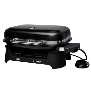 Weber Lumin Compact Indoor Outdoor Electric Grill w/ Oven Mitt + Duck Fat Oil Bundle
