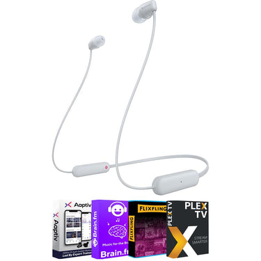 Sony WI-C100 Wireless In-Ear Headphones, White + Tech Smart USA Audio Bundle