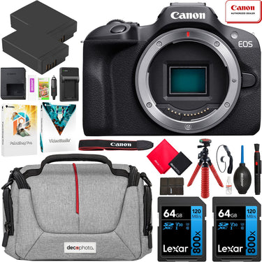Canon EOS R100 Mirrorless Camera Body 24.1 MP 4K APS-C Kit +Essential Accessory Bundle