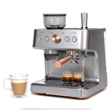 Cafe BELLISSIMO Semi Automatic Espresso Machine + Frother - Steel Silver